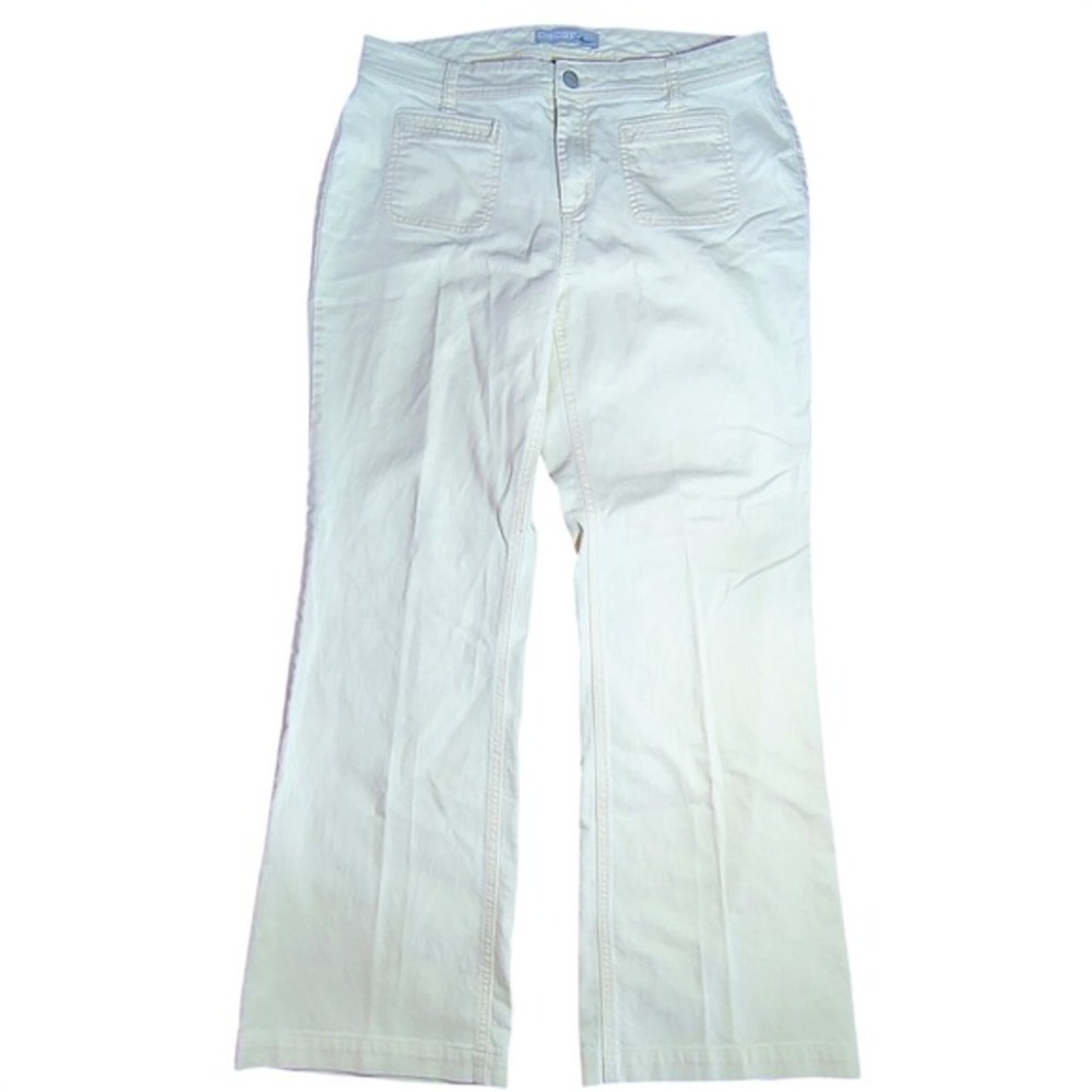 Chico's Platinum Pale Yellow Flare Jeans Size 1.5 Regular Cotton‎ Spandex